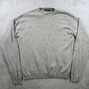 Embassy Row Sweater Mens Large Grey 100% Cashmere 2 Ply Crewneck Pullover Soft